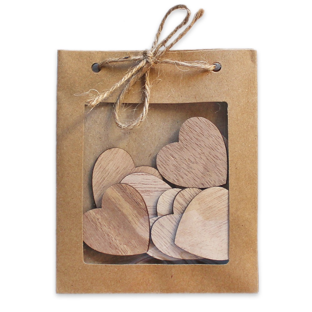 Srdce přízdoba dřevo 8ks 3,5cm natur